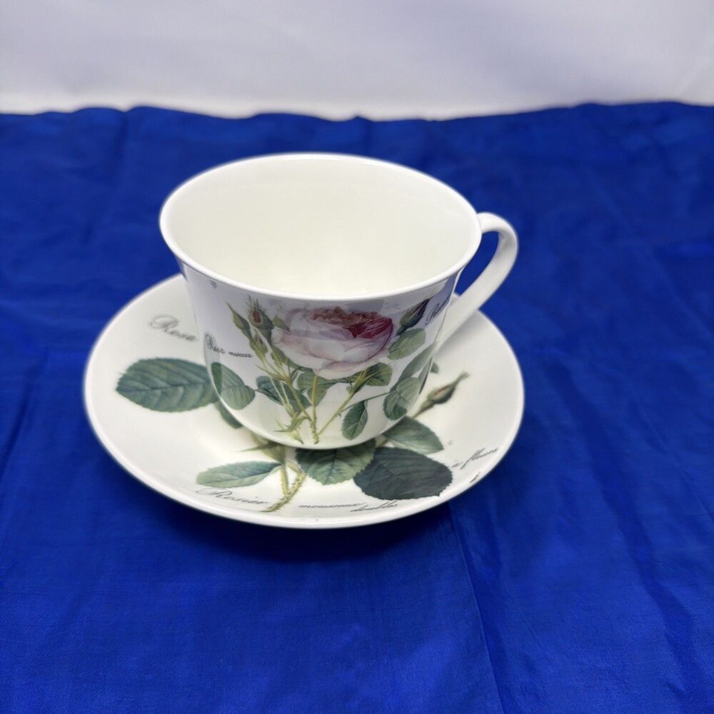 Breakfast Cup and Saucer, Redoute Rose, by Roy Kirkham, Perfect Condition